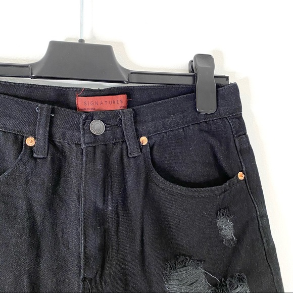 Black Ripped Jean Mom Shorts - Picture 3 of 8